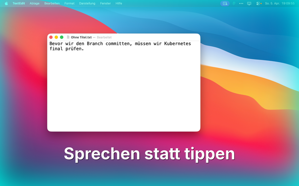 Mundwerk dictating into a document from the menu bar